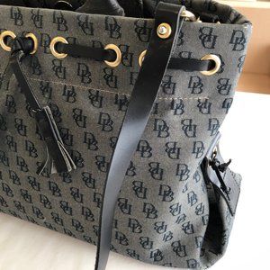 Dooney and Burke Navy Blue Signature Canvas Sachel